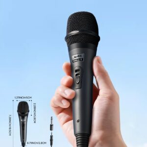 Moukey Karaoke Microphone, Dynamic Microphone with 13 ft Cable, Metal Handheld Cardioid Wired Mic, XLR Microphone for Singing/Stage/Chrismas,Compatible w/Karaoke Machine/PA System/Amp/Mixer, Grey