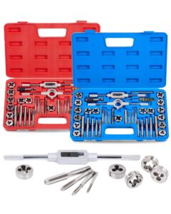 omt sae & metric tap and die set 80pcs | sae thread types: nc, nf, npt | tap die set metric sae standard for cutting external and internal threads