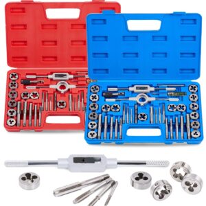 OMT SAE & Metric Tap and Die Set 80pcs | SAE Thread Types: NC, NF, NPT | Tap Die Set Metric SAE Standard for Cutting External and Internal Threads