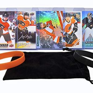 Philadelphia Flyers Cards: Claude Giroux, Sean Couturier, Jakub Voracek, Travis Konecny, Carter Hart OR Brian Elliott ASSORTED Hockey Trading Card and Wristbands Bundle