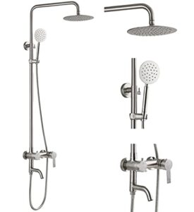 gotonovo shower faucet sets sus 304 stainless steel rain shower system 3 triple function with 8" rain shower head adjustable handheld shower spray brushed nickel …