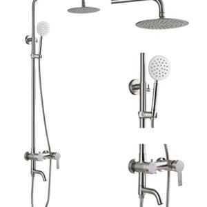 gotonovo Shower Faucet Sets SUS 304 Stainless Steel Rain Shower System 3 Triple Function with 8" Rain Shower Head Adjustable Handheld Shower Spray Brushed Nickel …