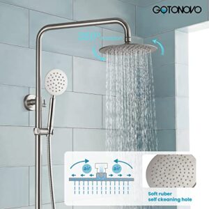 gotonovo Shower Faucet Sets SUS 304 Stainless Steel Rain Shower System 3 Triple Function with 8" Rain Shower Head Adjustable Handheld Shower Spray Brushed Nickel …