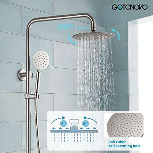 gotonovo Shower Faucet Sets SUS 304 Stainless Steel Rain Shower System 3 Triple Function with 8" Rain Shower Head Adjustable Handheld Shower Spray Brushed Nickel …