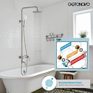 gotonovo Shower Faucet Sets SUS 304 Stainless Steel Rain Shower System 3 Triple Function with 8" Rain Shower Head Adjustable Handheld Shower Spray Brushed Nickel …