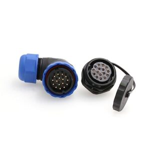 hangton he29 16 pin plastic waterproof connector male female right-angle wire cable plug + panel socket threaded outdoor industrial electrical power circular