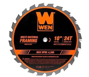 wen bl1024 10-inch 24-tooth carbide-tipped professional multi-material framing saw blade