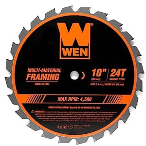 WEN BL1024 10-Inch 24-Tooth Carbide-Tipped Professional Multi-Material Framing Saw Blade