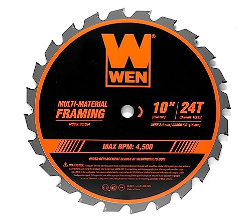 WEN BL1024 10-Inch 24-Tooth Carbide-Tipped Professional Multi-Material Framing Saw Blade