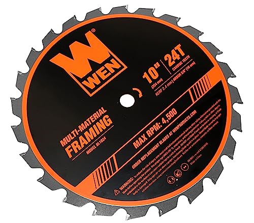 WEN BL1024 10-Inch 24-Tooth Carbide-Tipped Professional Multi-Material Framing Saw Blade