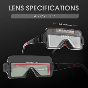 YESWELDER True Color Solar Powered Auto Darkening Welding Goggles, 2 Sensors Welder Glasses for TIG MIG MMA Plasma