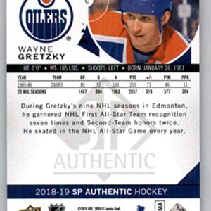 2018-19 SP Authentic Hockey #99 Wayne Gretzky Edmonton Oilers Official NHL Trading Card From Upper Deck (UD)