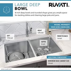 Ruvati 28-inch Undermount Kitchen Sink 50/50 Double Bowl 16 Gauge Stainless Steel - RVM5077