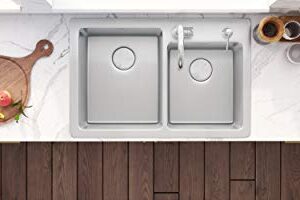Ruvati 33 x 22 inch Drop-in Topmount Kitchen Sink 16 Gauge Stainless Steel 60/40 Double Bowl - RVM5166