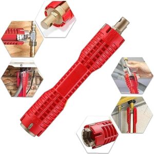 faucet and sink installer（8-in-1）multi-purpose wrench plumbing tool for toilet bowl/sink/bathroom/kitchen plumbing repair installation hand tools(red)…