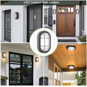 Gruenlich LED Bulkhead Light Worked as Wall Lantern Wall Sconce or Flush Mount Ceiling Light, 6W Replace 60W, 520 Lumen, Dimmable 5000K Daylight White, Water-Proof for Outdoor, 2-Pack