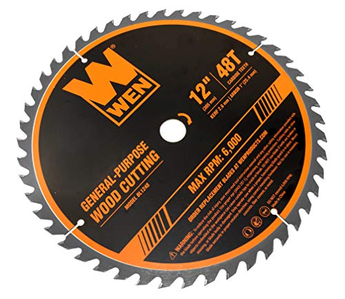 WEN BL1248 12-Inch 48-Tooth Carbide-Tipped Professional Woodworking Saw Blade for Miter Saws and Table Saws,Silver