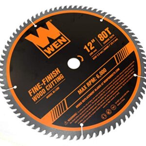 WEN BL1232-2 12-Inch 32-Tooth and 80-Tooth Carbide-Tipped Professional Woodworking Saw Blade Set, Two Pack