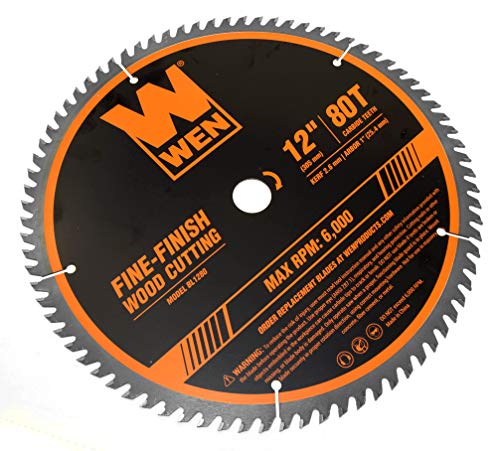 WEN BL1232-2 12-Inch 32-Tooth and 80-Tooth Carbide-Tipped Professional Woodworking Saw Blade Set, Two Pack