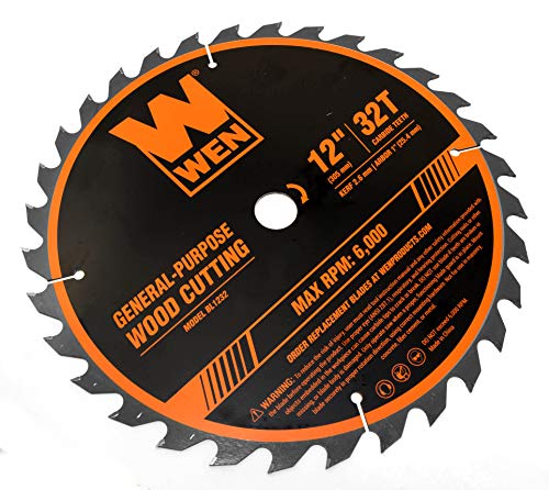 WEN BL1232-2 12-Inch 32-Tooth and 80-Tooth Carbide-Tipped Professional Woodworking Saw Blade Set, Two Pack