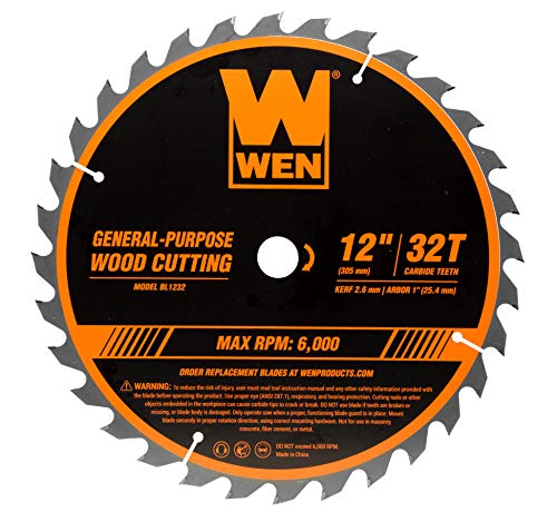 WEN BL1232-2 12-Inch 32-Tooth and 80-Tooth Carbide-Tipped Professional Woodworking Saw Blade Set, Two Pack