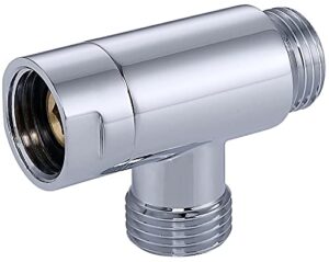 g-promise all metal 3 way diverter | hose fitting tee | t shape adapter connector for angle valve hose | bath shower arm | (chrome)