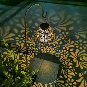 EXCMARK 2 Pack Outdoor Solar Hanging Lantern Light LED Decorative Christmas Light for Garden Patio Courtyard Lawn and Tabletop with Hollowed-Out Design. Unique Gardening Gifts for Women.