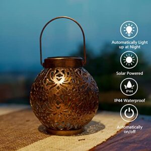 EXCMARK 2 Pack Outdoor Solar Hanging Lantern Light LED Decorative Christmas Light for Garden Patio Courtyard Lawn and Tabletop with Hollowed-Out Design. Unique Gardening Gifts for Women.