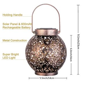 EXCMARK 2 Pack Outdoor Solar Hanging Lantern Light LED Decorative Christmas Light for Garden Patio Courtyard Lawn and Tabletop with Hollowed-Out Design. Unique Gardening Gifts for Women.