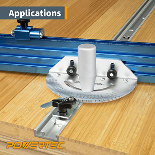 POWERTEC 71359 Aluminum Combo T-Track Miter Track for Woodworking | 32” Dual Track Rail, Aluminum Grey