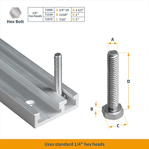 POWERTEC 71359 Aluminum Combo T-Track Miter Track for Woodworking | 32” Dual Track Rail, Aluminum Grey