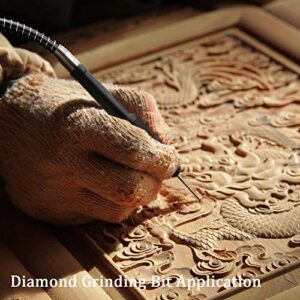 20Pcs Diamond Mounted Point, 8mm Ball Head, 3mm Shank, Diamond Grinding Bit Rotary Burrs, for Jade Stone Jewelry Ceramic Carving Polishing