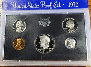 1972 s gem 5-piece proof set penny, nickel, dime, quarter, half us mint original packaging proof coins