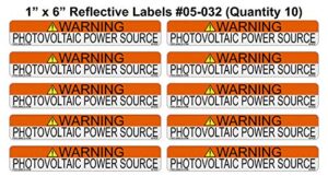 fcd labels 05-032 reflective warning photovoltaic power source solar ansi vinyl label pack (pack of 10)