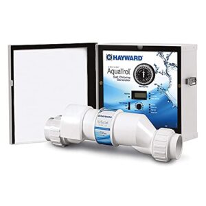 hayward w3aq-trol-rj aquatrol salt chlorination system for above-ground pools up to 18,000 gallons with return jet fittings, straight blade line cord and outlet