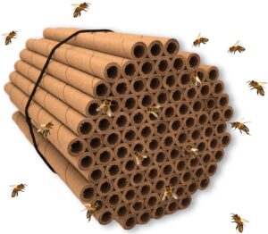 mason bee tubes | 100 pack of 6 inch long by 5/16 inner diameter hole cardboard bee house tubes | great paper refills or inserts/liners for a bee house, bee condo, hotel, or nest