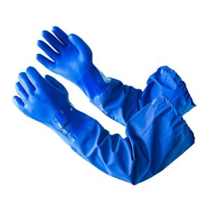 lanon 26" elbow length pvc chemical resistant gloves, heavy-duty long rubber gloves, acid, alkali & oil protection, large