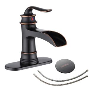 fransiton waterfall faucet bathroom faucet single handle one hole oil rubbed bronze finish large spout lavatory faucets oil rubbed bronze