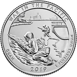 2019 p, d war in the pacific national historical park, guam national park quarter singles - 2 coin set uncirculated