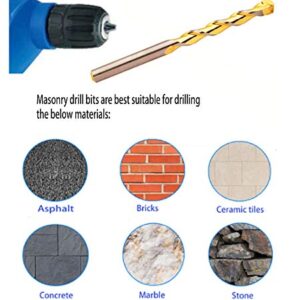 Masonry Drill Bit Set 1/8 in. Carbide Tip Golden Flute Drill Concrete Stone Bricks-20Pcs