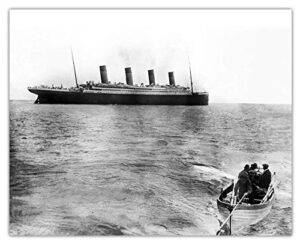 last known photo of titanic afloat wall art print wall art print - 8x10 unframed picture for home, office, dorm & bedroom decor - creative gift idea for titanic and movie fans