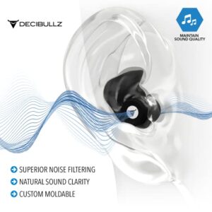 Decibullz Custom Molded High Fidelity Earplugs for Concerts, Musicians, and Noise Sensitivity