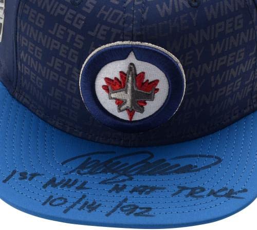 Teemu Selanne Winnipeg Jets Autographed Cap with "1st NHL Hat Trick 10/14/92" Inscription - #8 of a Limited Edition of 8 - Autographed NHL Hats