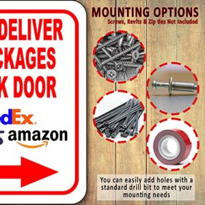 Please Deliver All Packages to Back Door Right Arrow Delivery Sign for Delivery Driver Delivery Instructions for My Packages from Amazon, FedEx, USPS, UPS - Indoor Outdoor Signs for Home - 8.5"x10"