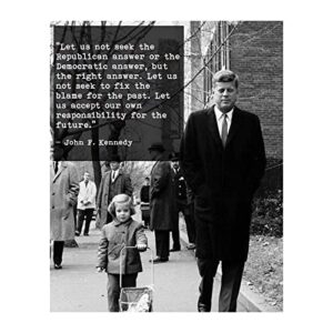 john f. kennedy quotes - patriotic wall art poster, this motivational wall decor poster is an ideal inspirational art for home decor, bedroom decor, boys room decor, or 4th of july, unframed - 8x10