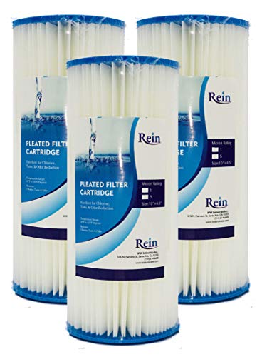 5 Micron Whole House Full Flow 10" x 4.5" Pleated Water Filter Replacement Cartridge - Pack of 3