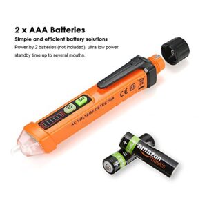 PEAKMETER Non Contact Voltage Tester Pen, Electrical Tools Electrical Tester 12-1000V AC Outlet Tester Voltage Measuring Tool with LED Flashlight, Alarm Mode, Live/Null Wire Judgment Circuit Tester