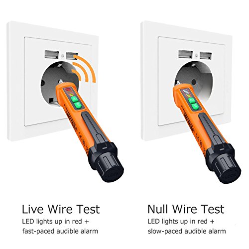 PEAKMETER Non Contact Voltage Tester Pen, Electrical Tools Electrical Tester 12-1000V AC Outlet Tester Voltage Measuring Tool with LED Flashlight, Alarm Mode, Live/Null Wire Judgment Circuit Tester