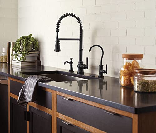 Moen S3955BL Paterson Deck Mounted Kitchen Soap Dispenser with Above the Sink Refillable Bottle, Matte Black