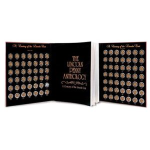 lincoln penny anthology coffee table book and coin set| 1909 to 1999 wheat and memorial cents | certificate of authenticity | collectible coins 20th century |